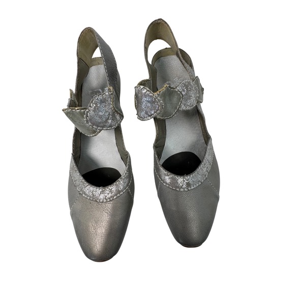 Rieker Shoes - Rieker Antistress Mary Jane Pumps Womens 40 Silver Pewter Leather Slingback Heel